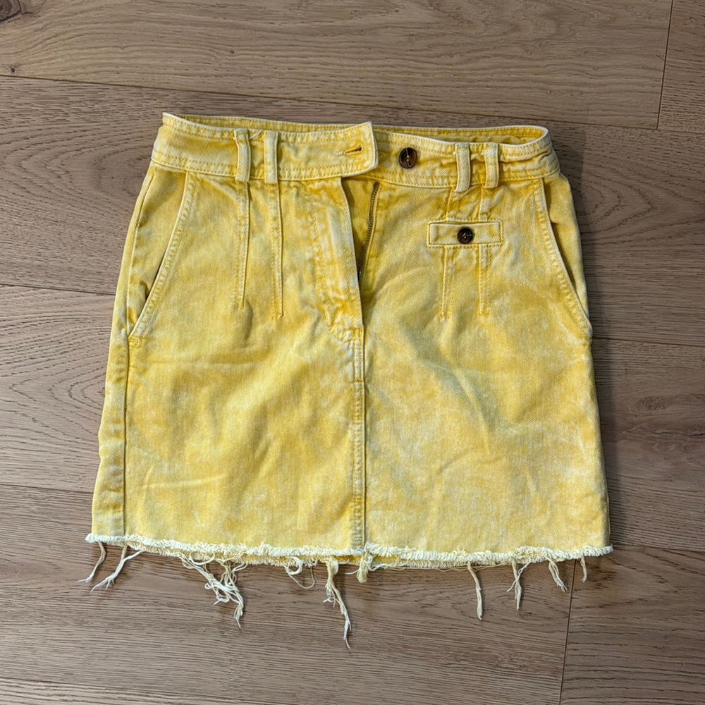 Yellow Denim Mini Skirt - Casual Summer Style